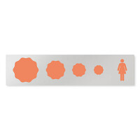 デザイナールームプレート　ポップ 女子トイレ1 アルミ板 W250×H60 (AL-2560-HB-IN1-0205)