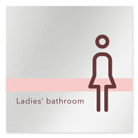 デザイナールームプレート　ライン 女子トイレ1 アルミ板 W150×H150 (AL-1515-HB-NH1-0105)
