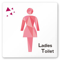 デザイナールームプレート 会社向け クリスタル 女子トイレ1 白マットアクリル W150×H150 (AC-1515-OA-IN1-0105)