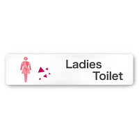 デザイナールームプレート 会社向け クリスタル 女子トイレ2 白マットアクリル W250×H60 (AC-2560-OA-IN1-0206)
