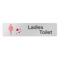 デザイナールームプレート 会社向け クリスタル 女子トイレ2 アルミ板 W250×H60 (AL-2560-OB-IN1-0206)