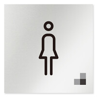 デザイナールームプレート 会社向け モノクロ1 女子トイレ1 アルミ板 W150×H150 (AL-1515-OB-NH1-0105)