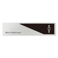 デザイナールームプレート 会社向け モノクロ1 男子トイレ２ アルミ板 W250×H60 (AL-2560-OB-NH1-0204)