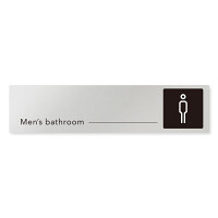 デザイナールームプレート 会社向け モノクロ2 男子トイレ２ アルミ板 W250×H60 (AL-2560-OB-NH2-0204)
