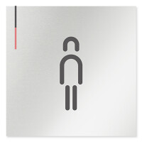 デザイナールームプレート 会社向け グレー×ピンク 男子トイレ２ アルミ板 W150×H150 (AL-1515-OB-NT1-0104)