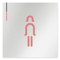  デザイナールームプレート 会社向け グレー×ピンク 女子トイレ2 アルミ板 W150×H150 (AL-1515-OB-NT1-0106)
