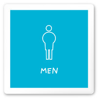 デザイナールームプレート　飲食店向け　シンプル 男子トイレ２ 白マットアクリル W150×H150 (AC-1515-RA-IM2-0104)