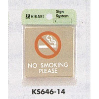 表示プレートH ドアサイン 角型 ステンレス 表示:NO SMOKING PLEASE (KS646-14)