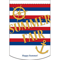 Summer Fair (ボーダー) アーチ型 ミニフラッグ(遮光・両面印刷) (61050)