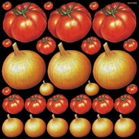 トマト タマネギ 看板・ボード用イラストシール (W285×H285mm) 