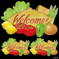 野菜 welcome 看板・ボード用イラストシール (W285×H285mm) 