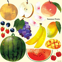 Summer Fruits 看板・ボード用イラストシール (W285×H285mm) 