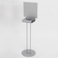 スチールプレート付きアルコール消毒液スタンド シルバー (※在庫限り廃盤・在庫要ご確認品)