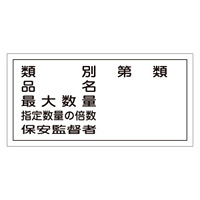 危険物標識 硬質エンビ 横書き 300×600×1mm 表示:類別・第○類 (054016)