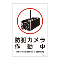 標識 防犯カメラ作動中 450×300 (094110)