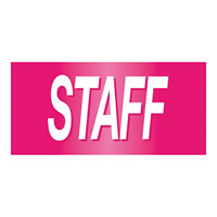 ピンレスタイプ ゴム腕章 STAFF 赤 サイズ:M 腕まわり約320mm (139715)
