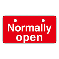 英文字バルブ開閉札 50×100 片面仕様 表記:Normally open (168003)