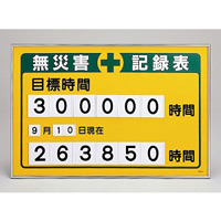 無災害記録板 数字差込み式記録板 615×915mm 仕様:目標時間 (229200)