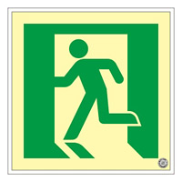 高輝度蓄光避難口誘導標識 (認定証票付) 高輝度蓄光アクリル 210×210×7mm SUC-P010 (379110)