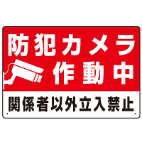 防犯カメラ作動中 関係者以外立入禁止 A オリジナル プレート看板 W450×H300 エコユニボード