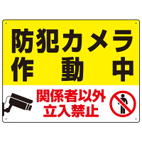 防犯カメラ作動中 関係者以外立入禁止 C オリジナル プレート看板 W600×H450 アルミ複合板