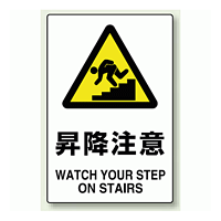 JIS規格安全標識 ステッカー 450×300 昇降注意 (802-472)