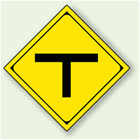警告標識 T形道路交差点あり アルミ 一辺 450 (894-32)