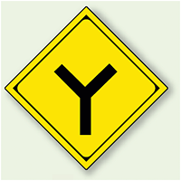 警告標識 Y形道路交差点あり アルミ 一辺 450 (894-33)