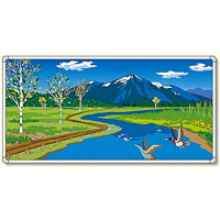 イラストパネル 川とカモ 870×1740mm (902-64)