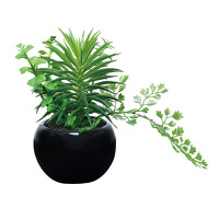 光触媒 人工観葉植物 ミックスインポット(ポリ製) (高さ15cm)