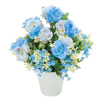 アレンジフラワー ブルー系ポット (造花) 高さ23cm 光触媒 (554A20)