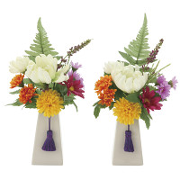 光触媒 人工観葉植物 造花 仏花デージー  2個セット(器付) (高さ24cm)