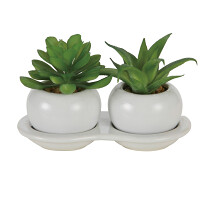 光触媒 人工観葉植物 造花 ダブル多肉ポットA(ポリ製) (高さ10cm)
