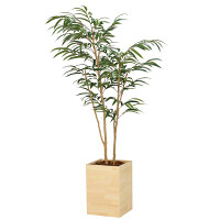 光触媒 人工観葉植物 造花 ウッドボックスショウナンゴム1.8 (高さ180cm)