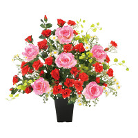 光触媒 人工観葉植物 造花 レッドスターローズ (高さ55cm)