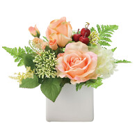 光触媒 人工観葉植物 造花 スクエアピンク (高さ21cm)