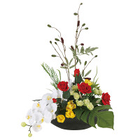 光触媒 人工観葉植物 造花 華やか (高さ59cm)