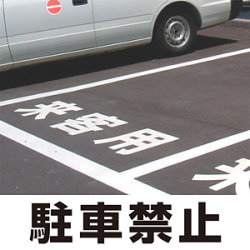 道路表示シート 「駐車禁止」 (白/黄・300/500角)