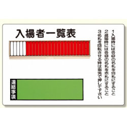 入場者一覧表 (25名用) 取付用ビス2個付 (393-47)など(3点)