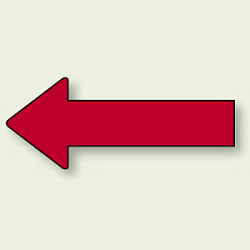 JIS配管識別方向ステッカー 矢印型 赤 10枚1組 (4サイズ有)