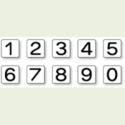 JIS安全表示アルミステッカー 数字表示 1～0 各種1枚・10枚入 (4サイズ有り)