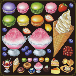 かき氷・マカロン・ソフトクリーム 看板・ボード用イラストシール