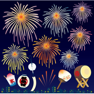 花火 看板・ボード用イラストシール (W285×H285mm) - 販促用品通販の