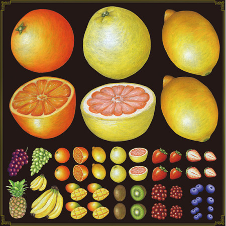フルーツ 2 看板 ボード用イラストシール 柑橘系 W285 H285mm 販促用品通販のサインモール