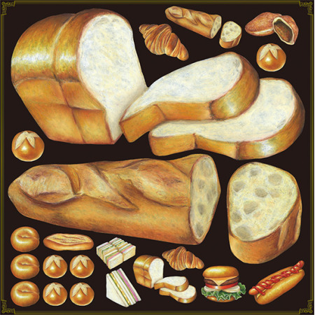 パン 食パン フランスパン等 看板 ボード用イラストシール W285