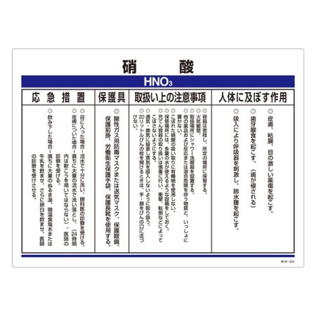 化学物質関係標識 450×600×1mm 表記:硝酸 (035304)