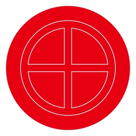 消防標識板 破壊板 アクリル赤色透明 サイズ (外径) :104mmφ×2mm (063104)