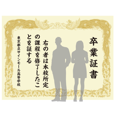 デザイン写真 - 【デザインNo.2-2】卒業証書風デザイン フォトスポット背景幕 背景クリーム色 印刷製作代 3×4タイプ用 (※本体別途)