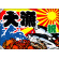 祝・大漁 (蟹・海老・魚) 大漁旗 幅1.3m×高さ90cm ポリエステル製 (4481)