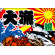 祝・大漁 (蟹・海老・魚) 大漁旗 幅1m×高さ70cm ポリエステル製 (2945)